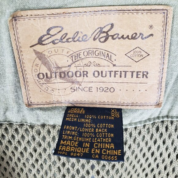 Eddie Bauer Utility Vest Cargo Heavyweight Cotton Olive Safari Photographer XL - Picture 4 of 9